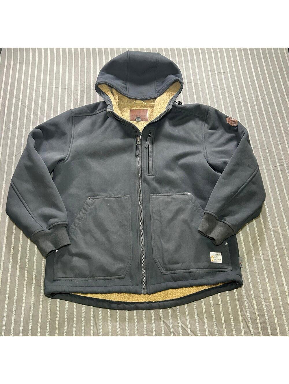 Free Country Black Soft Shell Sherpa Lined Jacket Water/Wind Resistant Size L